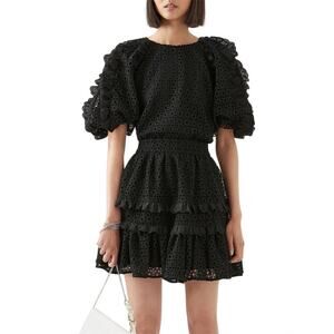 AJE. Lita Ruffled Lace Cotton Full Skirt